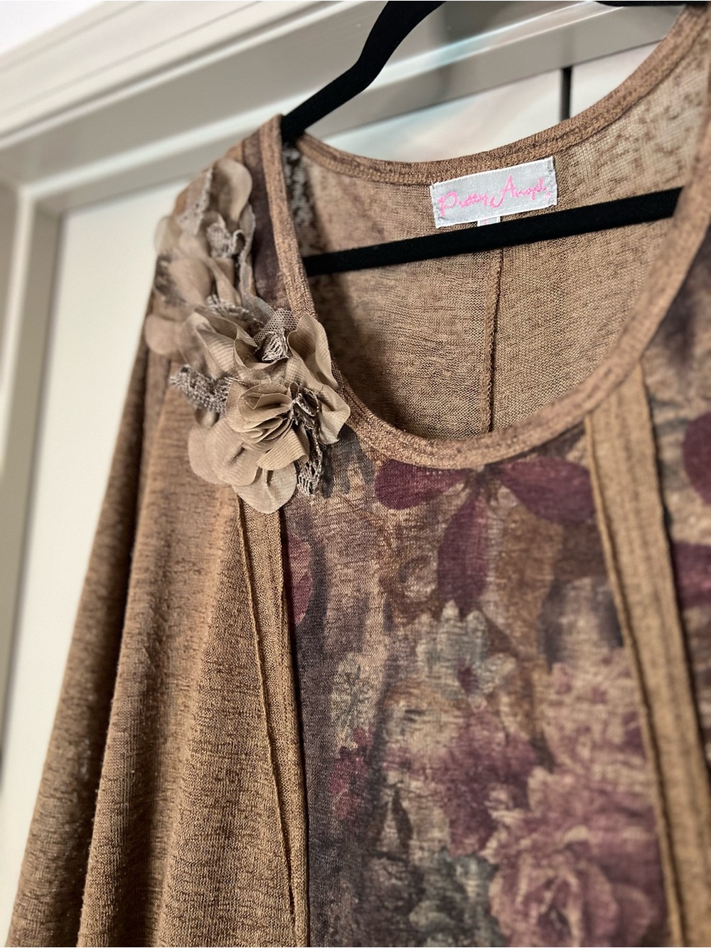 Pretty Angel Linen Blend Floral Handkerchief Tunic Large Lagenlook Boho - Picture 4 of 6